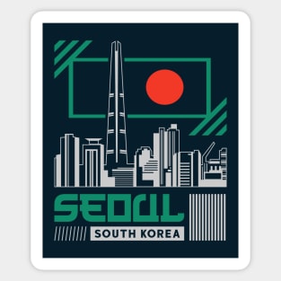 Retro Seoul South Korea City Skyline Vintage Korean Sticker